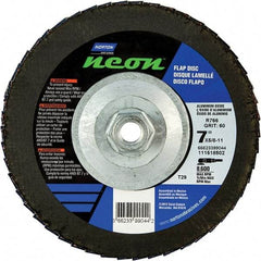 Norton - 60 Grit, 7" Disc Diam, 5/8-11 Center Hole, Type 29 Ceramic Alumina Flap Disc - 8,600 Max RPM, Polyester Backing, Arbor Attaching System, Coated - Industrial Tool & Supply