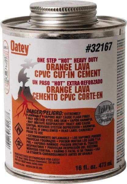 Oatey - 16 oz All-Purpose Medium Bodied Cement - Orange, Use with PVC & CPVC - Industrial Tool & Supply
