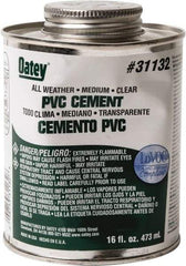 Oatey - 16 oz All-Purpose Medium Bodied Cement - Clear, Use with PVC - Industrial Tool & Supply