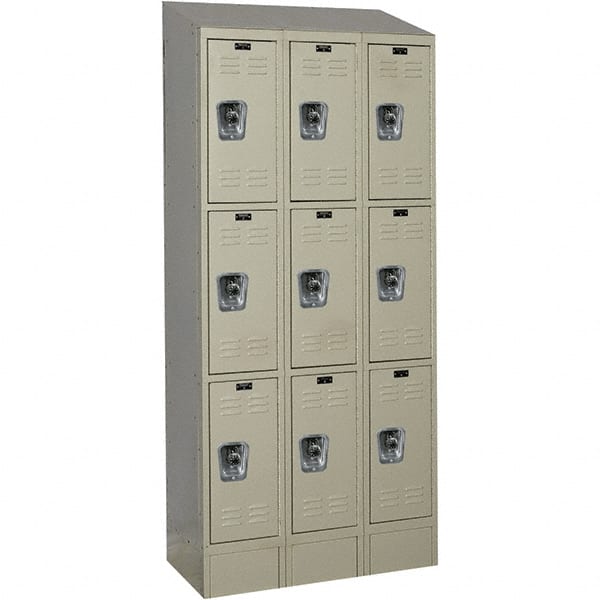 Hallowell - 9 Door, 3 Tier, Ready-Built Wardrobe & Box Lockers - Industrial Tool & Supply