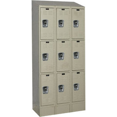 Hallowell - 9 Door, 3 Tier, Ready-Built Wardrobe & Box Lockers - Industrial Tool & Supply