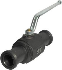 HYDAC - 1-1/2" Pipe, Full Port, Carbon Steel Full Port Ball Valve - Inline - Two Way Flow, SAE x SAE Ends, Offset Handle, 3,000 WOG - Industrial Tool & Supply