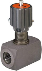 HYDAC - 1/4" Pipe, Inline Flow Control Needle Valve - NPTF Ends, Carbon Steel Valve, 5,000 Max psi - Industrial Tool & Supply