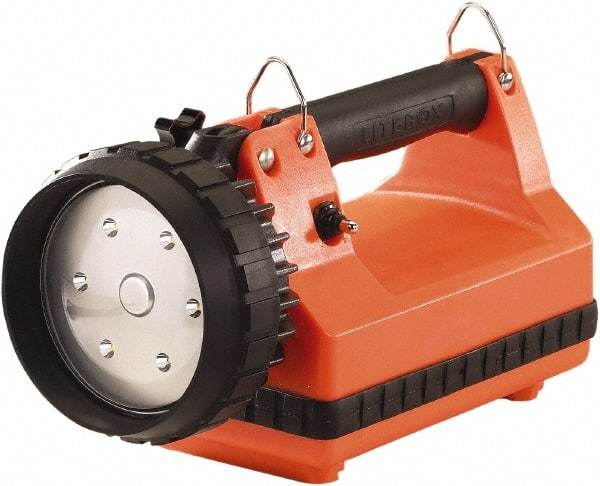 Streamlight - White LED Bulb, 615 Lumens, Spotlight/Lantern Flashlight - Orange Plastic Body, 1 6V Battery Included - Industrial Tool & Supply