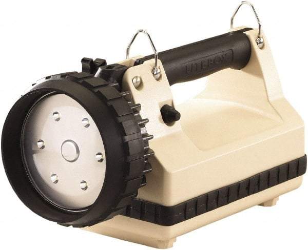 Streamlight - White LED Bulb, 615 Lumens, Spotlight/Lantern Flashlight - Beige Plastic Body, 1 6V Battery Included - Industrial Tool & Supply