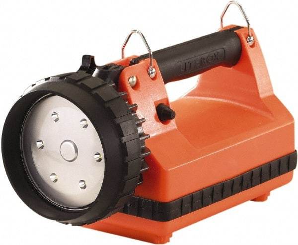 Streamlight - White LED Bulb, 615 Lumens, Spotlight/Lantern Flashlight - Orange Plastic Body, 1 6V Battery Included - Industrial Tool & Supply