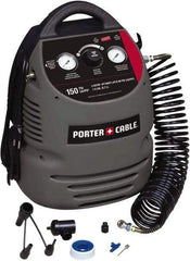 Porter-Cable - 0.8 hp, 2 CFM at 90 psi Hand Carry Compressor - 1.5 Gallon Tank, 10 Amp, 150 Max psi, 120V - Industrial Tool & Supply