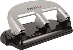 PaperPro - Paper Punches Type: 40 Sheet Manual Three Hole Punch Color: Black/Silver - Industrial Tool & Supply