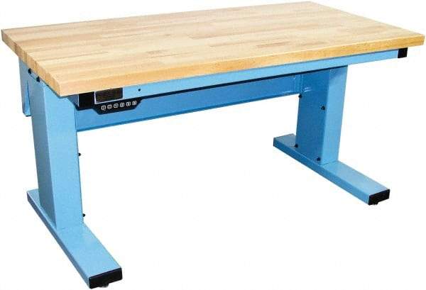 Proline - No Drawers, Work Bench - 1,000 Lb Capacity, Butcher Block Maple Top, Light Blue, 30" Wide x 30-1/2" High x 72" Long - Industrial Tool & Supply