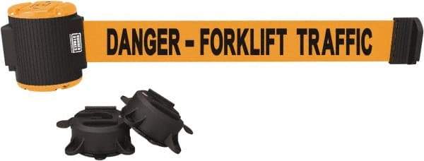 Banner Stakes - 30' Long x 2-1/2" Wide Nylon/Polyester Magnetic Wall Mount Barrier - Black on Orange - Industrial Tool & Supply
