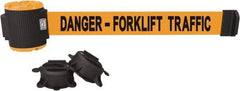 Banner Stakes - 30' Long x 2-1/2" Wide Nylon/Polyester Magnetic Wall Mount Barrier - Black on Orange - Industrial Tool & Supply