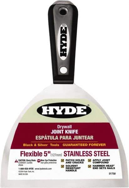 Hyde Tools - 5" Wide Flexible Blade Stainless Steel Joint Knife - Flexible, Nylon Handle - Industrial Tool & Supply