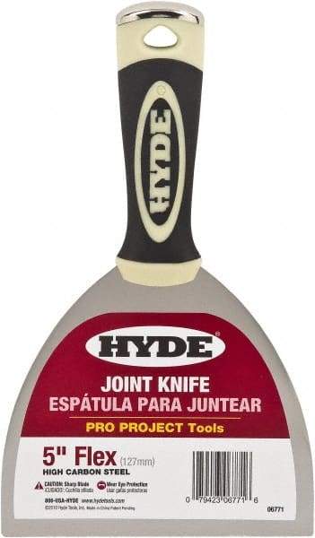 Hyde Tools - 5" Wide Flexible Blade Carbon Steel Joint Knife - Flexible, Polypropylene Handle - Industrial Tool & Supply