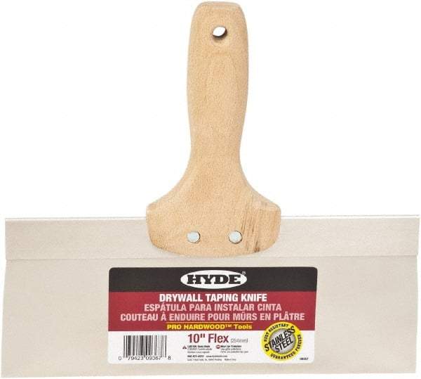 Hyde Tools - 10" Wide Flexible Blade Stainless Steel Joint Knife - Flexible, Hardwood Handle - Industrial Tool & Supply