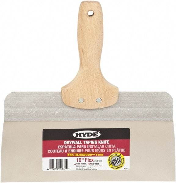 Hyde Tools - 10" Wide Flexible Blade Stainless Steel Joint Knife - Flexible, Hardwood Handle - Industrial Tool & Supply