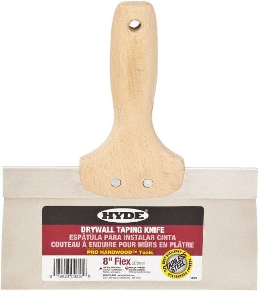 Hyde Tools - 8" Wide Flexible Blade Stainless Steel Joint Knife - Flexible, Hardwood Handle - Industrial Tool & Supply