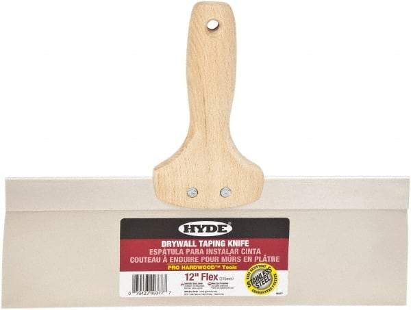 Hyde Tools - 12" Wide Flexible Blade Stainless Steel Joint Knife - Flexible, Hardwood Handle - Industrial Tool & Supply