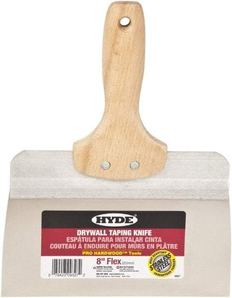 Hyde Tools - 8" Wide Flexible Blade Stainless Steel Joint Knife - Flexible, Hardwood Handle - Industrial Tool & Supply