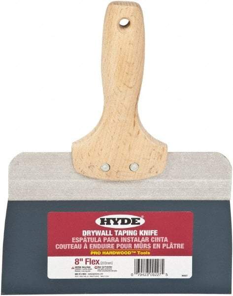 Hyde Tools - 8" Wide Flexible Blade Steel Joint Knife - Flexible, Hardwood Handle - Industrial Tool & Supply