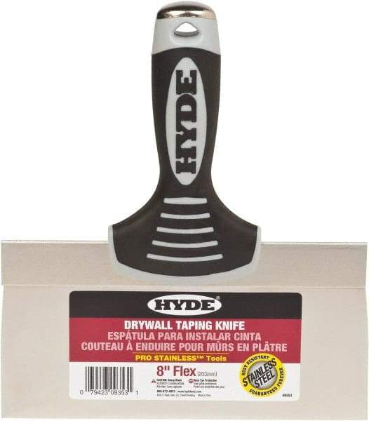 Hyde Tools - 8" Wide Flexible Blade Stainless Steel Joint Knife - Flexible, Plastic Overmold Handle - Industrial Tool & Supply