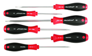 6 Piece - SoftFinish® Cushion Grip Screwdriver Set - #30291 - Includes: Slotted 4.5 - 6.5mm; Phillips #1 - 2 and Square #1 - 2 - Industrial Tool & Supply