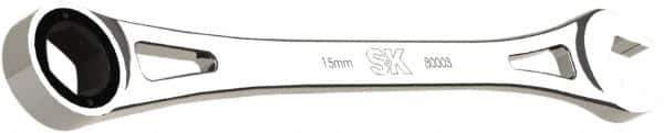 SK - 15mm 6 Point Combination Wrench - 10" OAL, Steel, Full Polish Finish - Industrial Tool & Supply