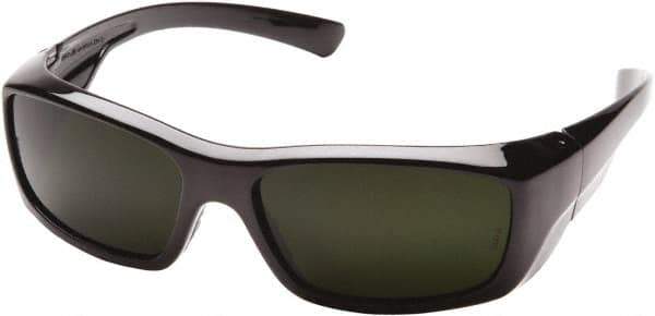 PYRAMEX - Green Lenses, Framed Safety Glasses - Scratch Resistant, Black Nylon Frame, Size Universal, Wrap Around - Industrial Tool & Supply
