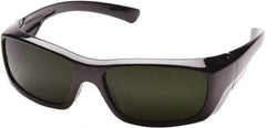 PYRAMEX - Green Lenses, Framed Safety Glasses - Scratch Resistant, Black Nylon Frame, Size Universal, Wrap Around - Industrial Tool & Supply