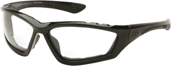PYRAMEX - Clear Lenses, Framed Safety Glasses - Anti-Fog, Scratch Resistant, Black Nylon Frame, Size Universal, Wrap Around - Industrial Tool & Supply