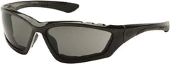 PYRAMEX - Gray Lenses, Framed Safety Glasses - Anti-Fog, Scratch Resistant, Black Nylon Frame, Size Universal, Wrap Around - Industrial Tool & Supply