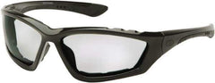 PYRAMEX - Gray Lenses, Framed Safety Glasses - Anti-Fog, Scratch Resistant, Black Nylon Frame, Size Universal, Wrap Around - Industrial Tool & Supply