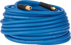PRO-SOURCE - 3/8" ID x 0.6102" OD 100' Long Multipurpose Air Hose - MNPT(Swivel) x MNPT(Swivel) Ends, 300 Working psi, -40 to 176°F, 1/4" Fitting, Transparent Blue - Industrial Tool & Supply