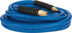 PRO-SOURCE - 3/8" ID x 0.6102" OD 25' Long Multipurpose Air Hose - MNPT(Swivel) x MNPT(Swivel) Ends, 300 Working psi, -40 to 176°F, 1/4" Fitting, Transparent Blue - Industrial Tool & Supply
