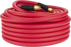 PRO-SOURCE - 1/2" ID x 0.7874" OD 100' Long Multipurpose Air Hose - MNPT x MNPT Ends, 300 Working psi, -40 to 180°F, 1/2" Fitting, Red - Industrial Tool & Supply