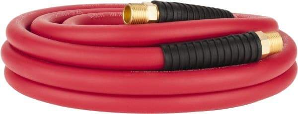 PRO-SOURCE - 1/2" ID x 0.7874" OD 25' Long Multipurpose Air Hose - MNPT x MNPT Ends, 300 Working psi, -40 to 180°F, 1/2" Fitting, Red - Industrial Tool & Supply