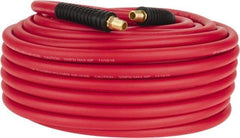 PRO-SOURCE - 3/8" ID x 0.6496" OD 100' Long Multipurpose Air Hose - MNPT x MNPT Ends, 300 Working psi, -40 to 180°F, 1/4" Fitting, Red - Industrial Tool & Supply