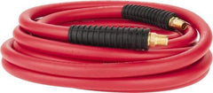PRO-SOURCE - 3/8" ID x 0.6496" OD 25' Long Multipurpose Air Hose - MNPT x MNPT Ends, 300 Working psi, -40 to 180°F, 1/4" Fitting, Red - Industrial Tool & Supply