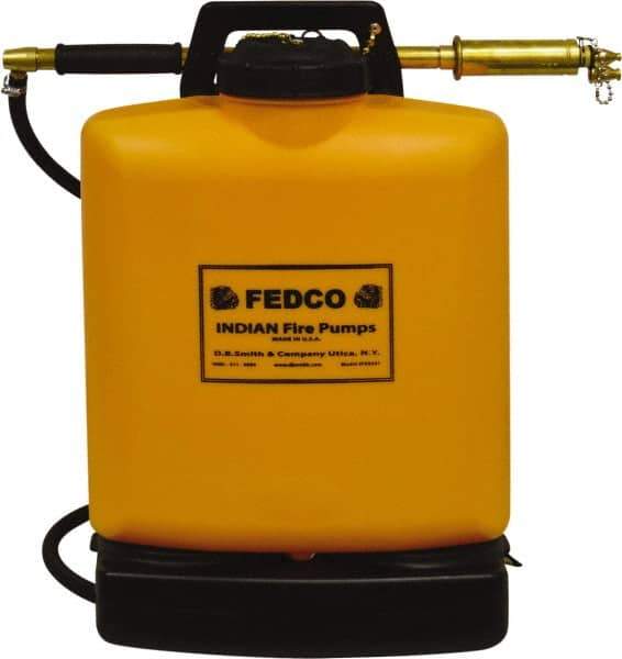 Smith Indian - 5 Gal Chemical Safe Garden Fire Pump - Polyethylene Tank, Wide Mouth, Reinforced Hose - Industrial Tool & Supply