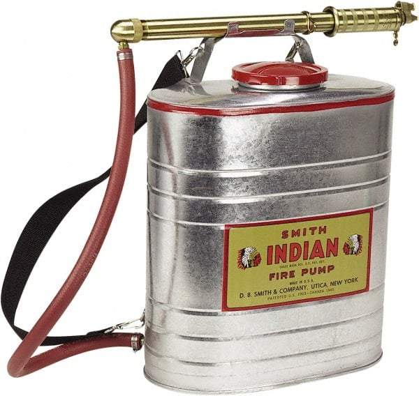 Smith Indian - 5 Gal Chemical Safe Garden Fire Pump - Steel Tank, Wide Mouth, Reinforced Hose - Industrial Tool & Supply