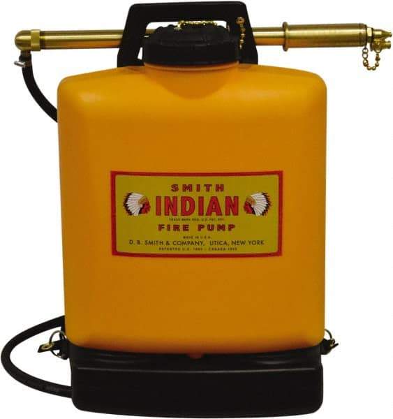 Smith Indian - 5 Gal Chemical Safe Garden Fire Pump - Polyethylene Tank, Wide Mouth, Reinforced Hose - Industrial Tool & Supply