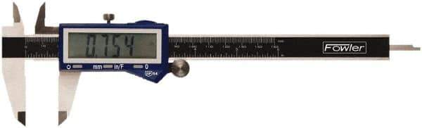Fowler - 0 to 150mm Range, 0.01mm Resolution, IP54 Electronic Caliper - Stainless Steel with 1-1/2" Stainless Steel Jaws, 0.03mm Accuracy - Industrial Tool & Supply