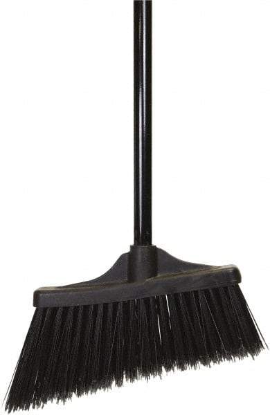 O-Cedar - 10" Wide, Black PET Bristles, 48" Metal Handle, Angled Broom - Flagged - Industrial Tool & Supply