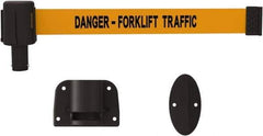 Banner Stakes - 15' Long x 2-1/2" Wide Nylon/Polyester Wall-Mounted Indoor Barrier - Black on Orange - Industrial Tool & Supply