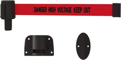 Banner Stakes - 15' Long x 2-1/2" Wide Nylon/Polyester Wall-Mounted Indoor Barrier - Black on Red - Industrial Tool & Supply