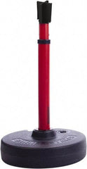 Banner Stakes - 22 to 42" High, 2-3/8" Pole Diam, Barrier Post Base, Stanchion & Receiver Head - 9" Base Diam, Round Nylon Base, Red Plastic Post, 15' x 2-1/2" Tape, For Outdoor Use - Industrial Tool & Supply