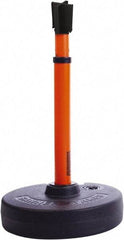 Banner Stakes - 22 to 42" High, 2-3/8" Pole Diam, Barrier Post Base, Stanchion & Receiver Head - 9" Base Diam, Round Nylon Base, Orange Plastic Post, 15' x 2-1/2" Tape, For Outdoor Use - Industrial Tool & Supply