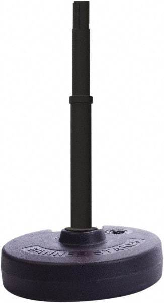 Banner Stakes - 22 to 42" High, 2-3/8" Pole Diam, Barrier Post Base, Stanchion & Receiver Head - 9" Base Diam, Round Nylon Base, Black Plastic Post, 15' x 2-1/2" Tape, For Outdoor Use - Industrial Tool & Supply