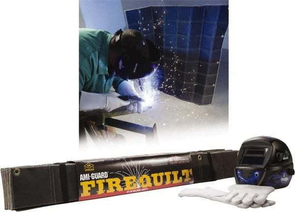 Auburn Mfr - 4' High x 4' Wide x 1/4" Thick Fiberglass Fire Blanket - Black, Grommet - Industrial Tool & Supply