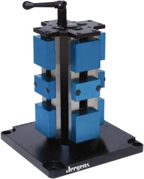 Jergens - 4" Jaw Width, 7" Max Jaw Opening, Manual Self Centering Vise - 7,200 Max Operating psi, 2.2" Stroke Length, 7" OAL x 6" OAW x 17.56" OAH - Industrial Tool & Supply