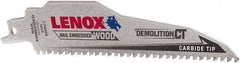 Lenox - 6" Long x 1" Thick, Carbide Reciprocating Saw Blade - Tapered Profile, 6 TPI, Toothed Edge, Tang Shank - Industrial Tool & Supply
